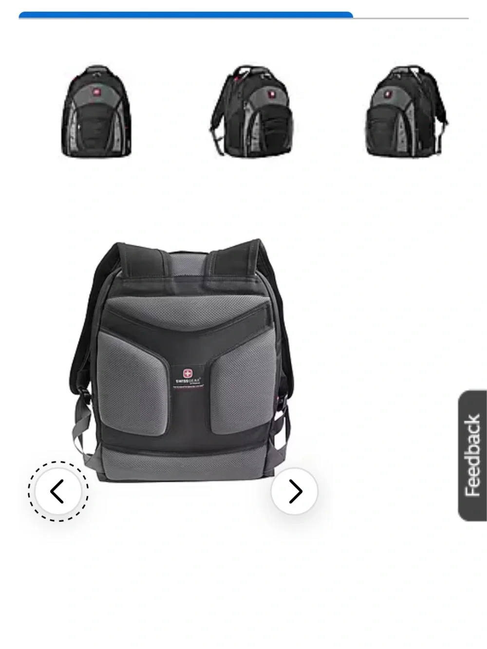 SwissGear Black and Gray Travel Laptop Backpack with Red Logo Accent